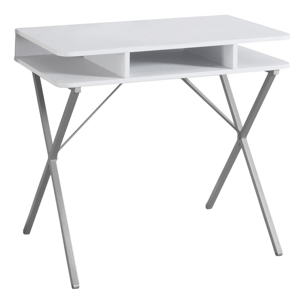 Computer Desk, Home Office, Laptop, Storage Shelves, 31L, Work, White Laminate. Picture 1