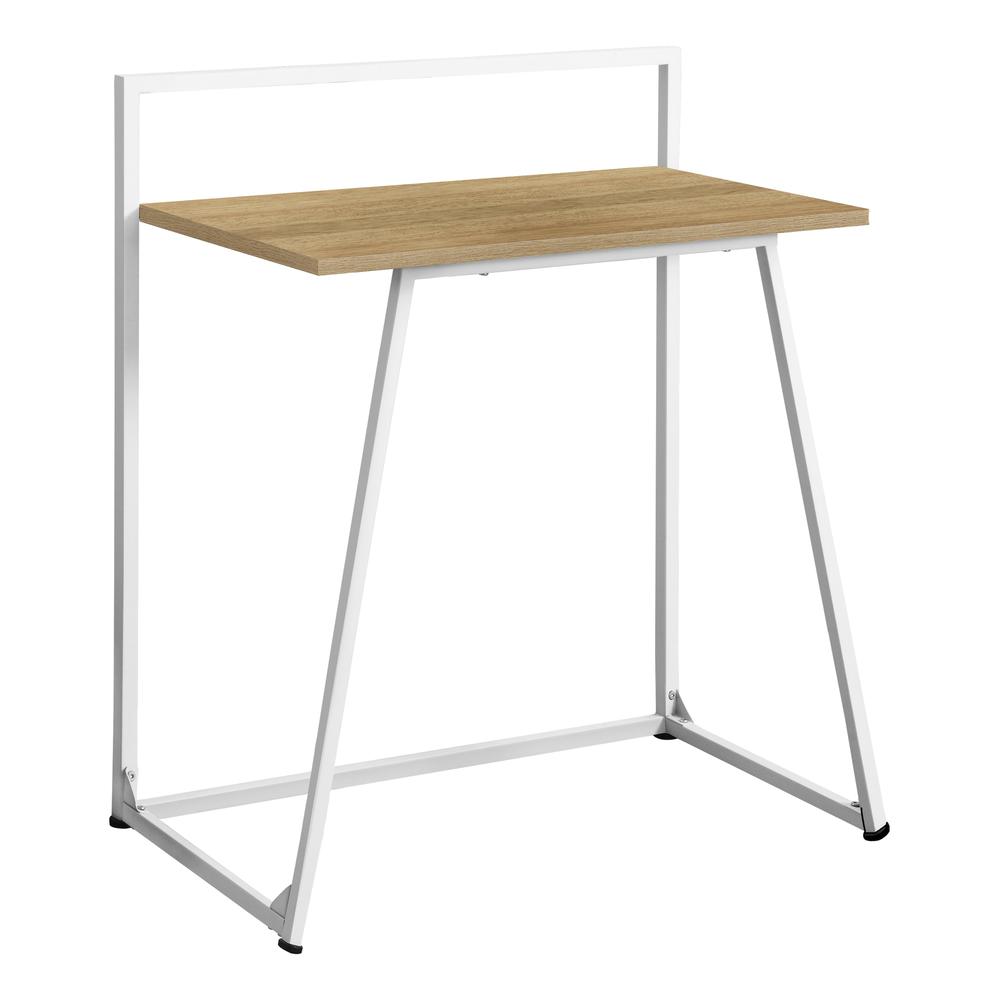 Computer Desk, Home Office, Laptop, 30L, Work, Natural Laminate, White. Picture 1