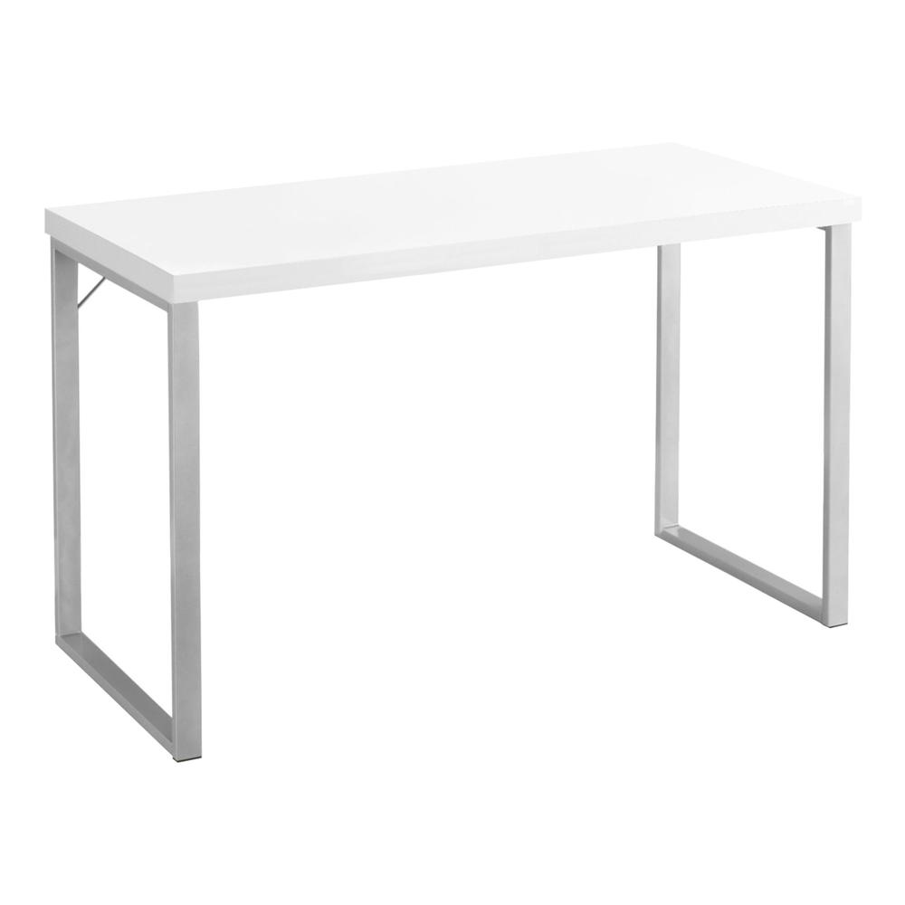Computer Desk, Home Office, Laptop, 48L, Work, White Laminate, Grey. Picture 1
