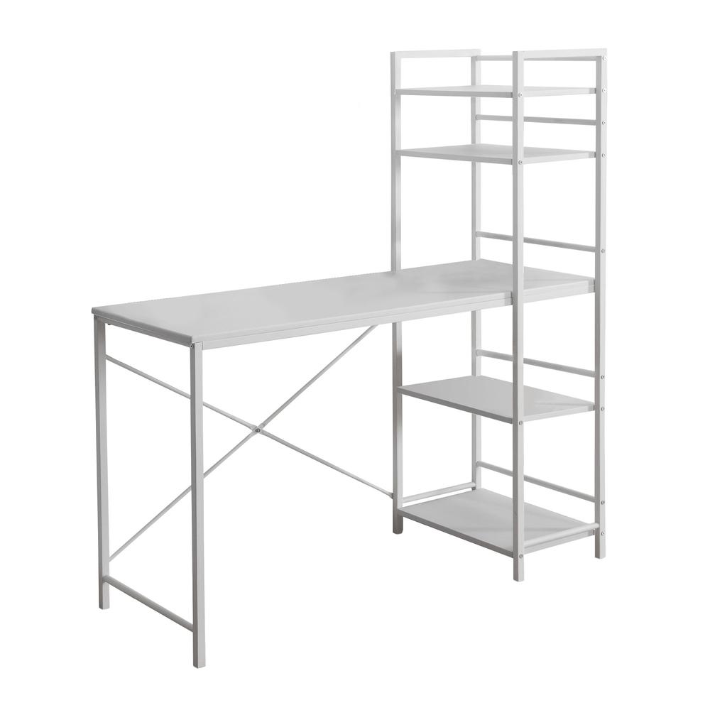 Computer Desk, Home Office, Laptop, Storage Shelves, 48L, Work, White Laminate. Picture 1