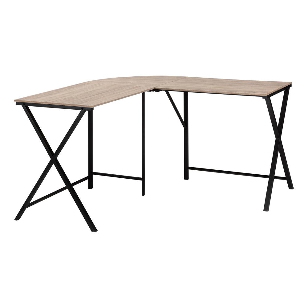 Computer Desk, Home Office, Corner, 55L, L Shape, Work, Laptop, Brown Laminate. Picture 1