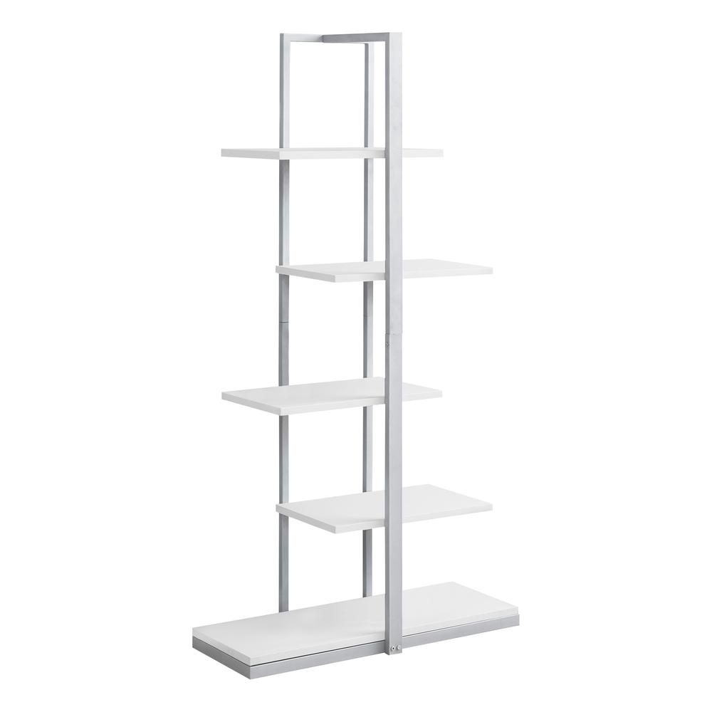 Bookshelf, Bookcase, Etagere, 5 Tier, 60H, Office, Bedroom, White Laminate. Picture 1