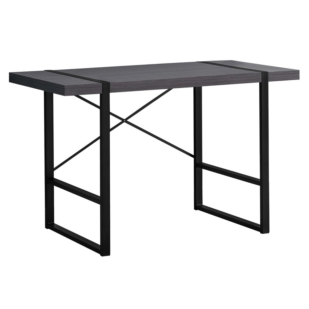 Computer Desk, Home Office, Laptop, 48L, Work, Grey Laminate, Black. Picture 1