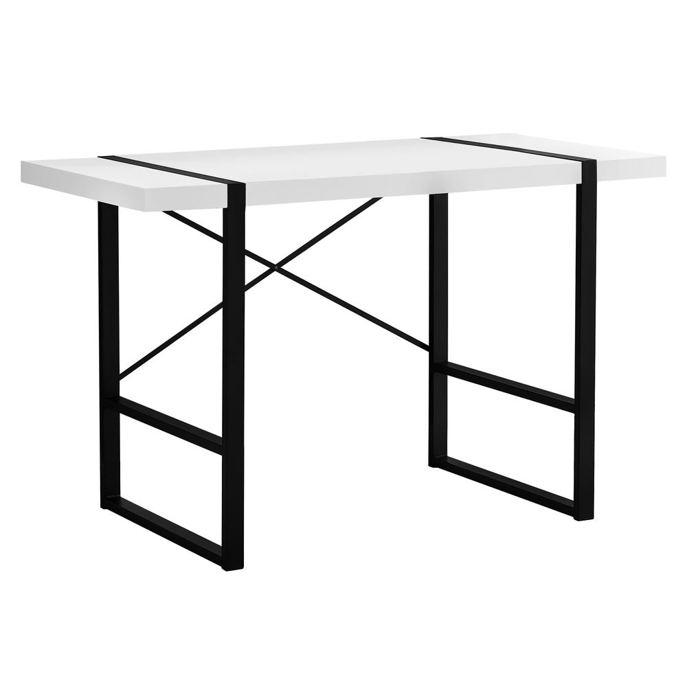 Computer Desk, Home Office, Laptop, 48L, Work, White Laminate, Black. Picture 1