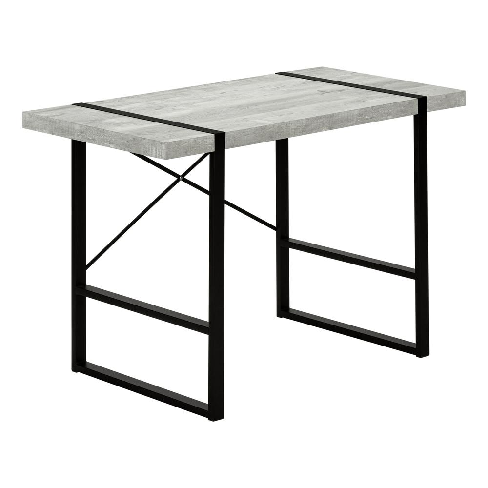 Computer Desk, Home Office, Laptop, 48L, Work, Grey Laminate, Black. Picture 1