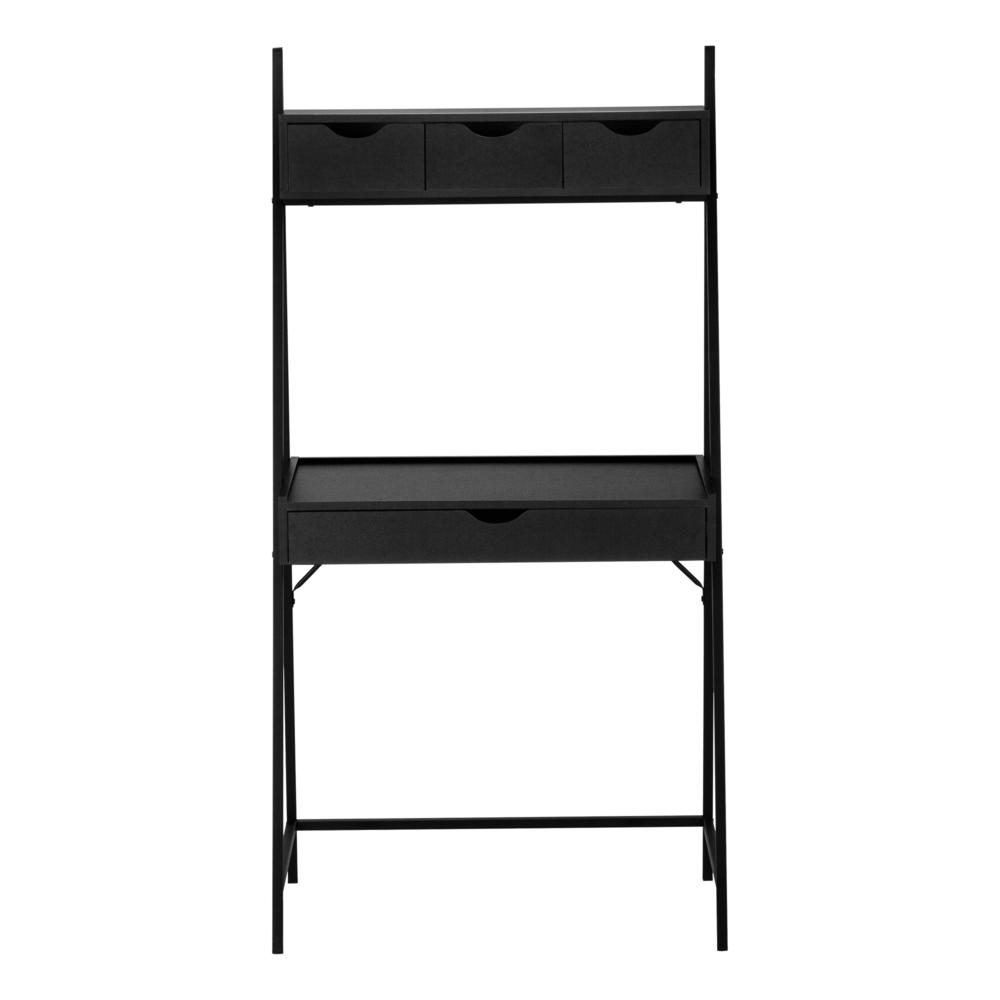 Computer Desk, Home Office, Laptop, Leaning, Storage Drawers, 32L, Work, Black. Picture 2