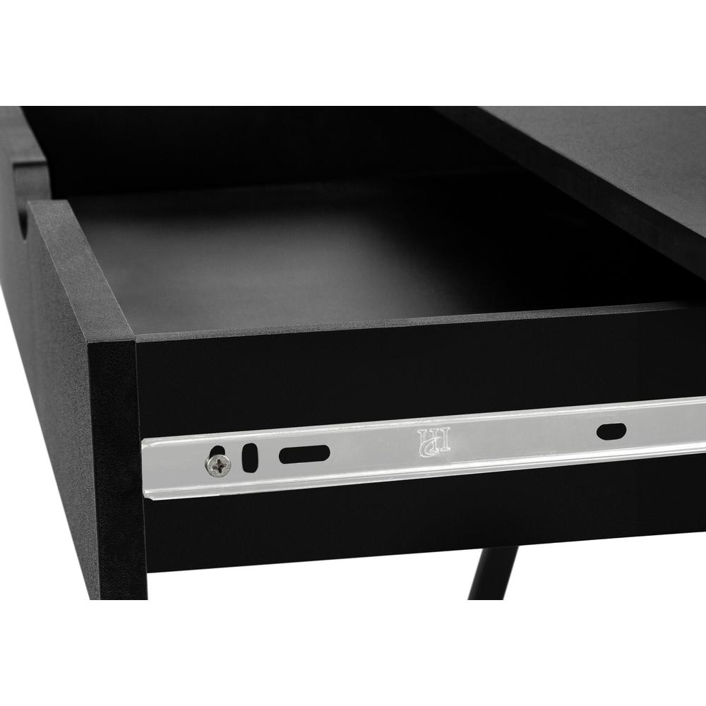 Computer Desk, Home Office, Laptop, Leaning, Storage Drawers, 32L, Work, Black. Picture 7
