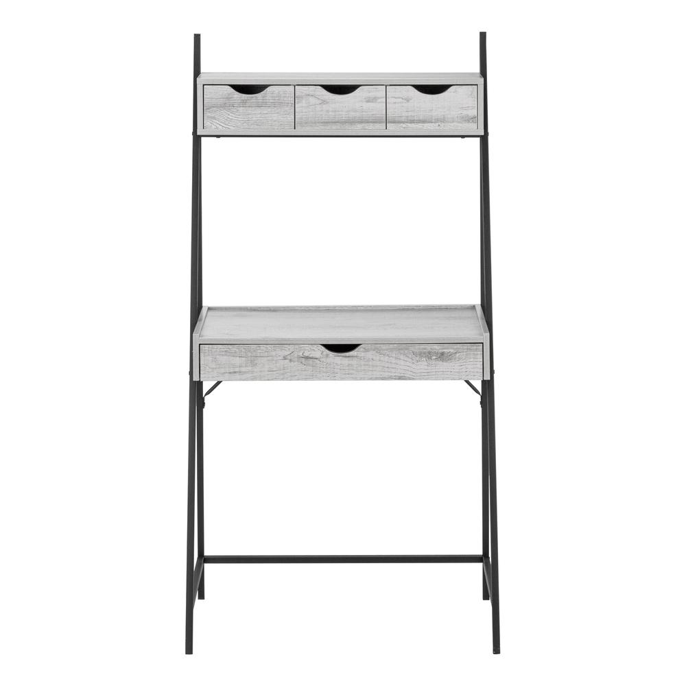 Computer Desk, Home Office, Laptop, Leaning, Storage Drawers, 32L, Work, Grey. Picture 2