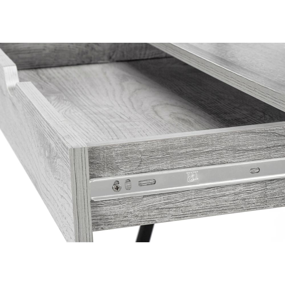 Computer Desk, Home Office, Laptop, Leaning, Storage Drawers, 32L, Work, Grey. Picture 7
