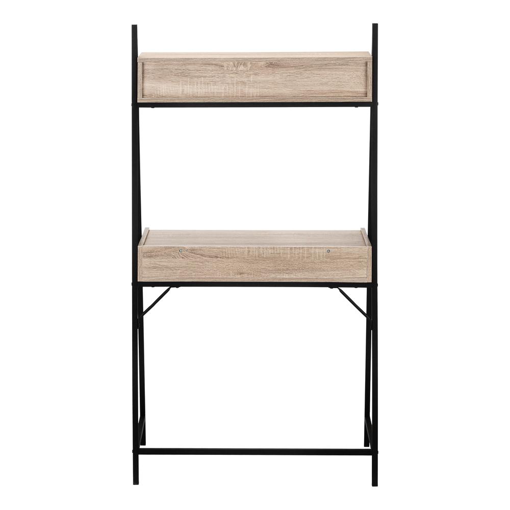 Computer Desk, Home Office, Laptop, Leaning, Storage Drawers, 32L, Work, Brown. Picture 5