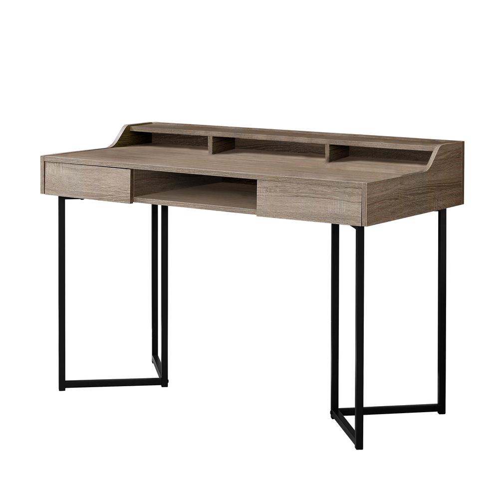 Computer Desk, Home Office, Laptop, Storage Drawers, 48L, Work, Brown Laminate. Picture 1