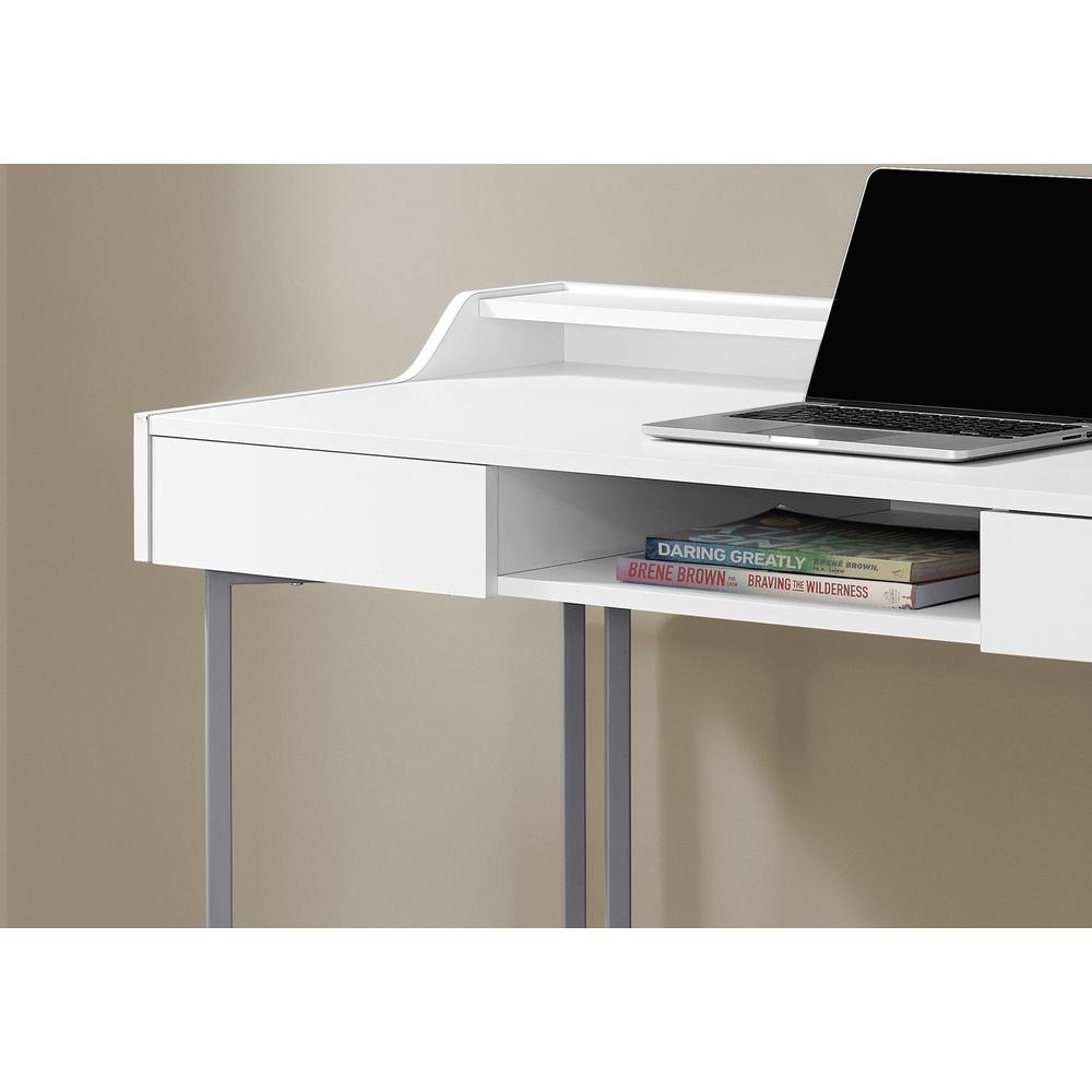 Computer Desk, Home Office, Laptop, Storage Drawers, 48L, Work, White Laminate. Picture 3