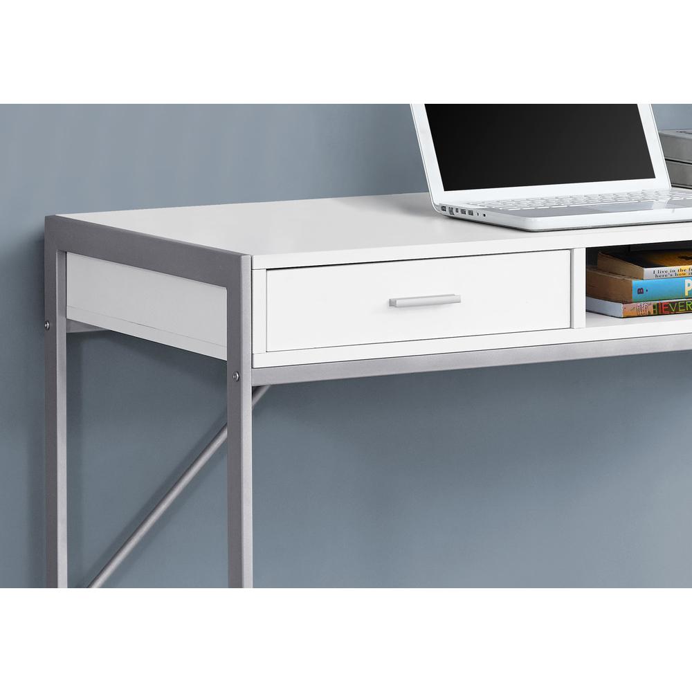 Computer Desk, Home Office, Laptop, Storage Drawers, 48L, Work, White Laminate. Picture 3