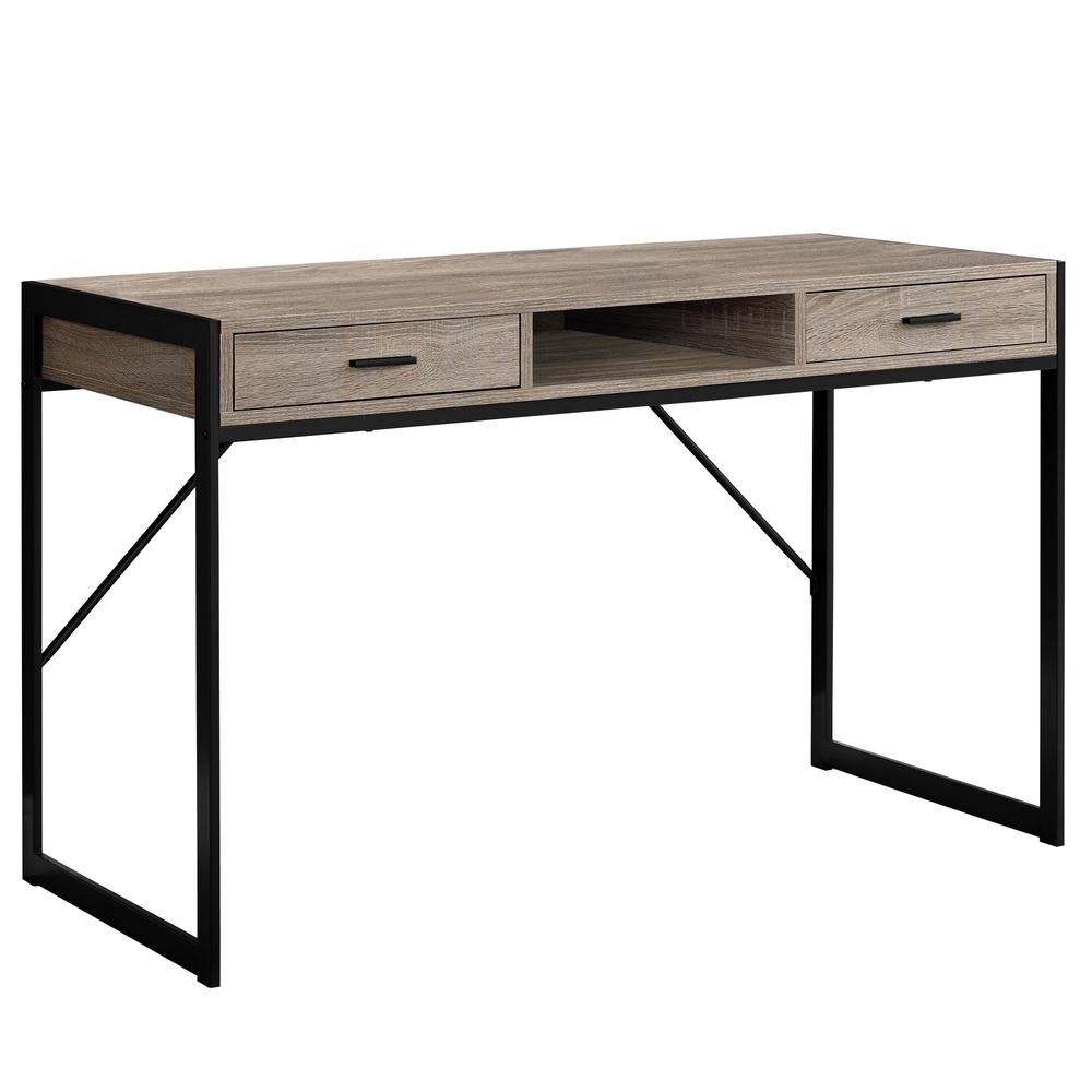 Computer Desk, Home Office, Laptop, Storage Drawers, 48L, Work, Brown Laminate. Picture 1