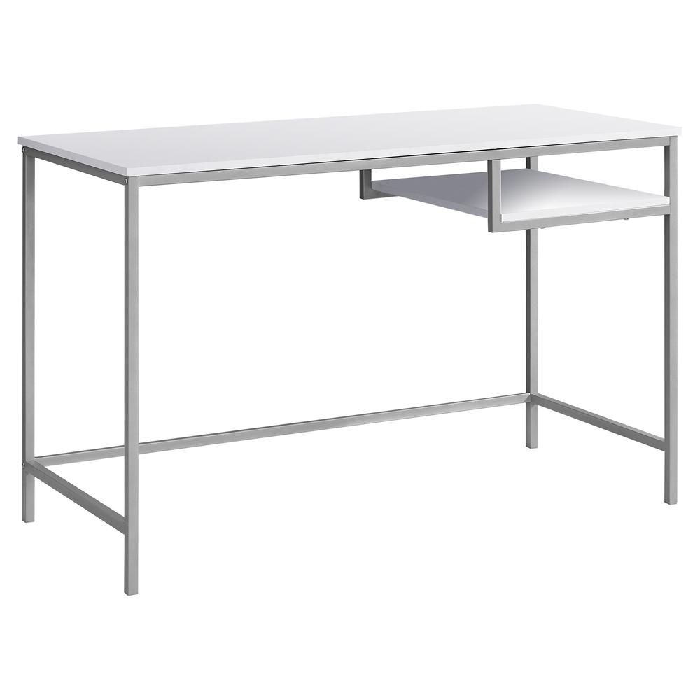 Computer Desk, Home Office, Laptop, 48L, Work, White Laminate, Grey. Picture 1