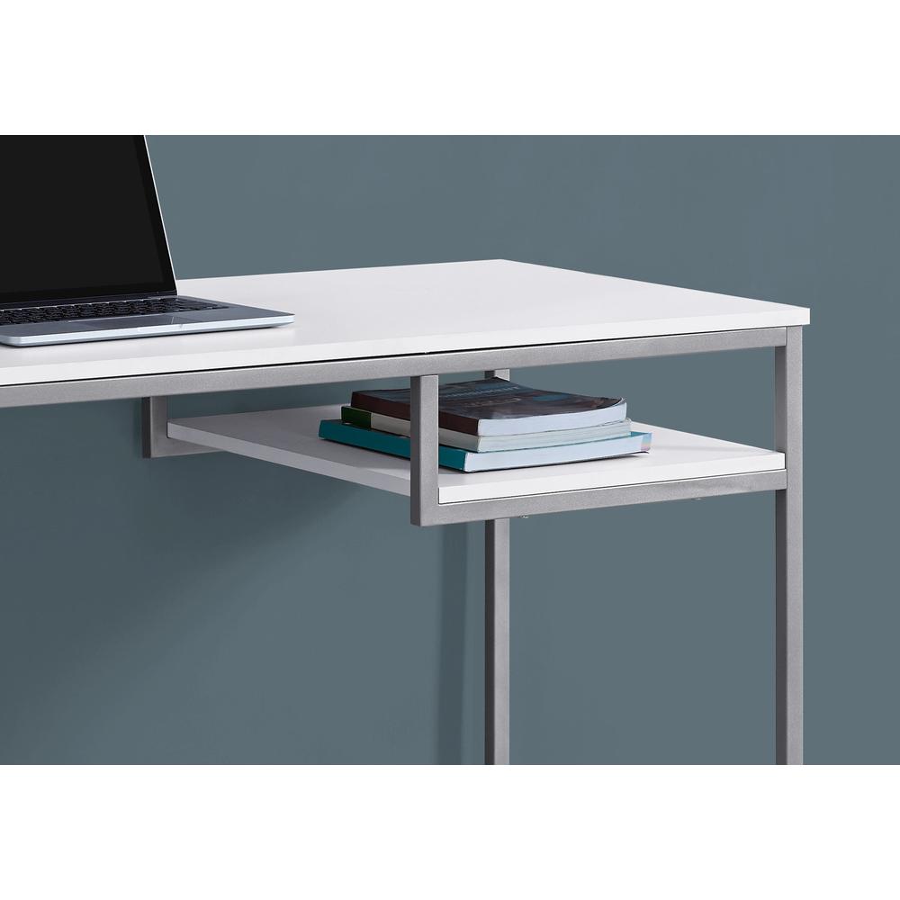 Computer Desk, Home Office, Laptop, 48L, Work, White Laminate, Grey. Picture 3