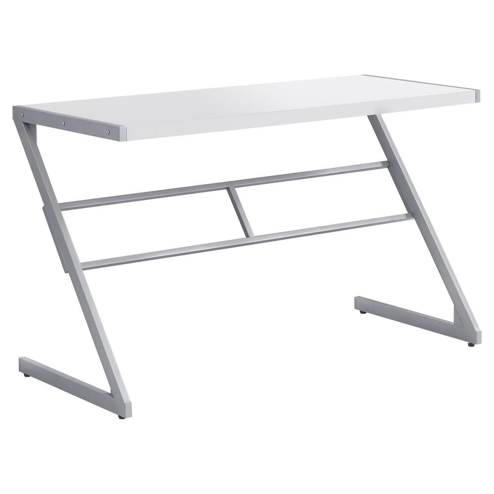 Computer Desk, Home Office, Laptop, 48L, Work, White Laminate, Grey. Picture 1