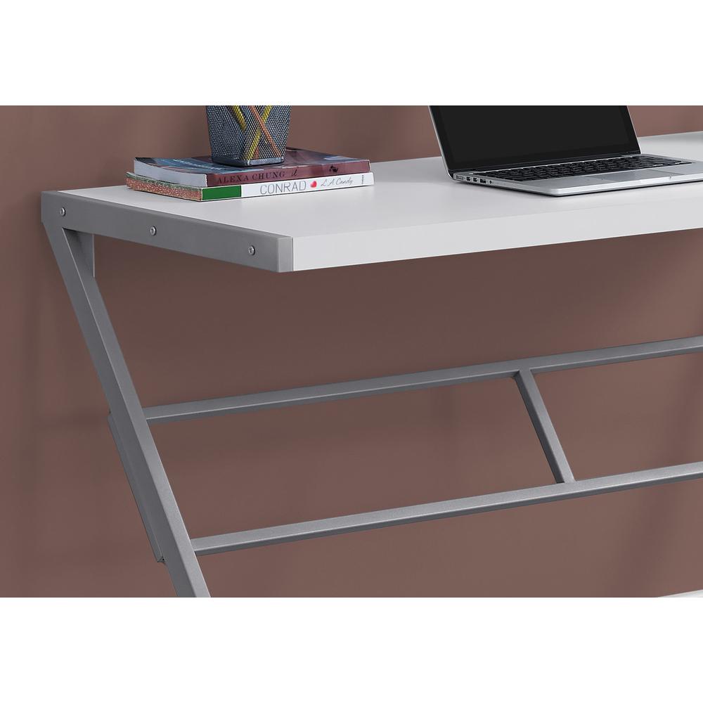 Computer Desk, Home Office, Laptop, 48L, Work, White Laminate, Grey. Picture 3