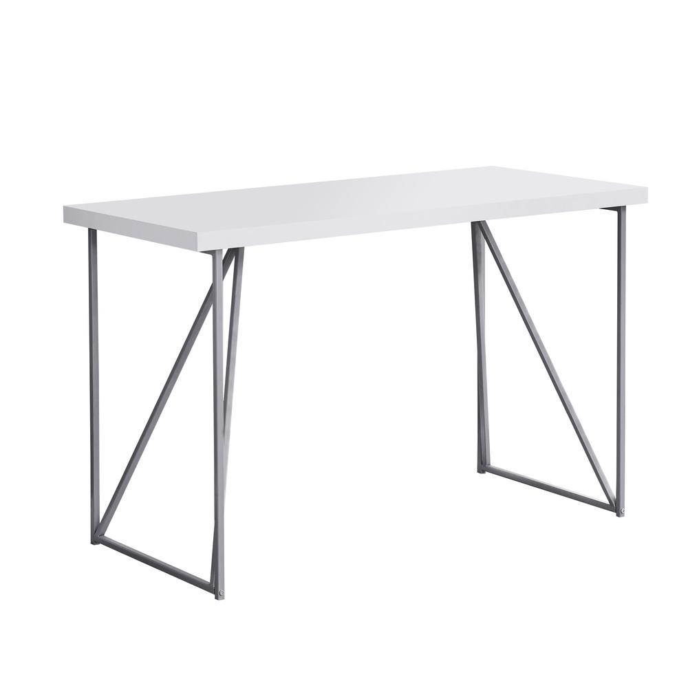 Computer Desk, Home Office, Laptop, 48L, Work, White Laminate, Grey. Picture 1