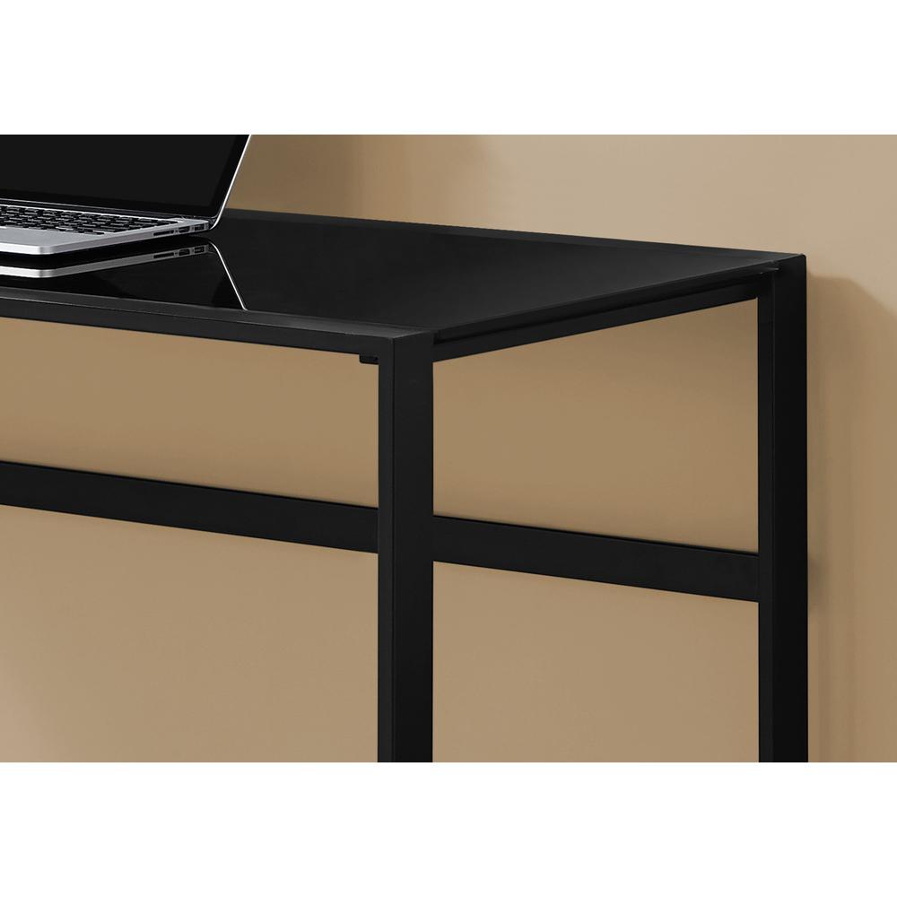 Computer Desk, Home Office, Laptop, 48L, Work, Black Tempered Glass, Black. Picture 3
