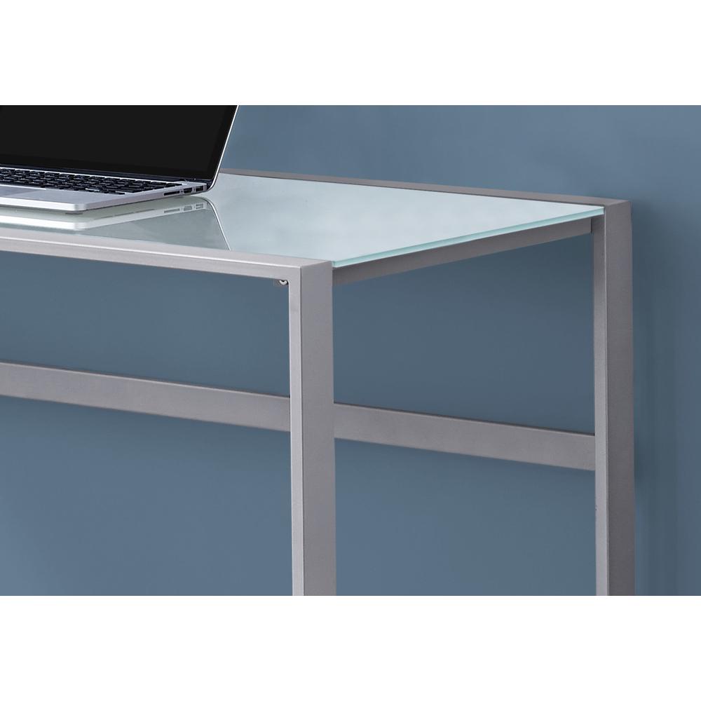 Computer Desk, Home Office, Laptop, 48L, Work, Frosted White Tempered Glass. Picture 3