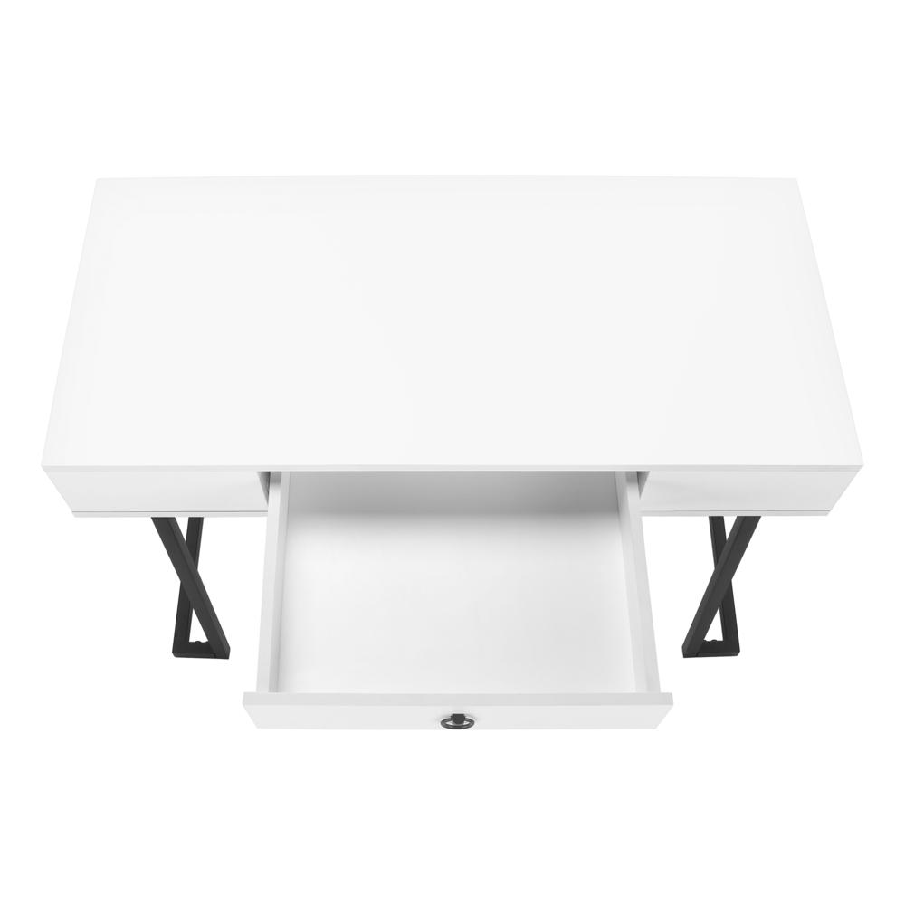 Computer Desk, Home Office, Laptop, Storage Drawers, 42L, Work, Glossy White. Picture 5
