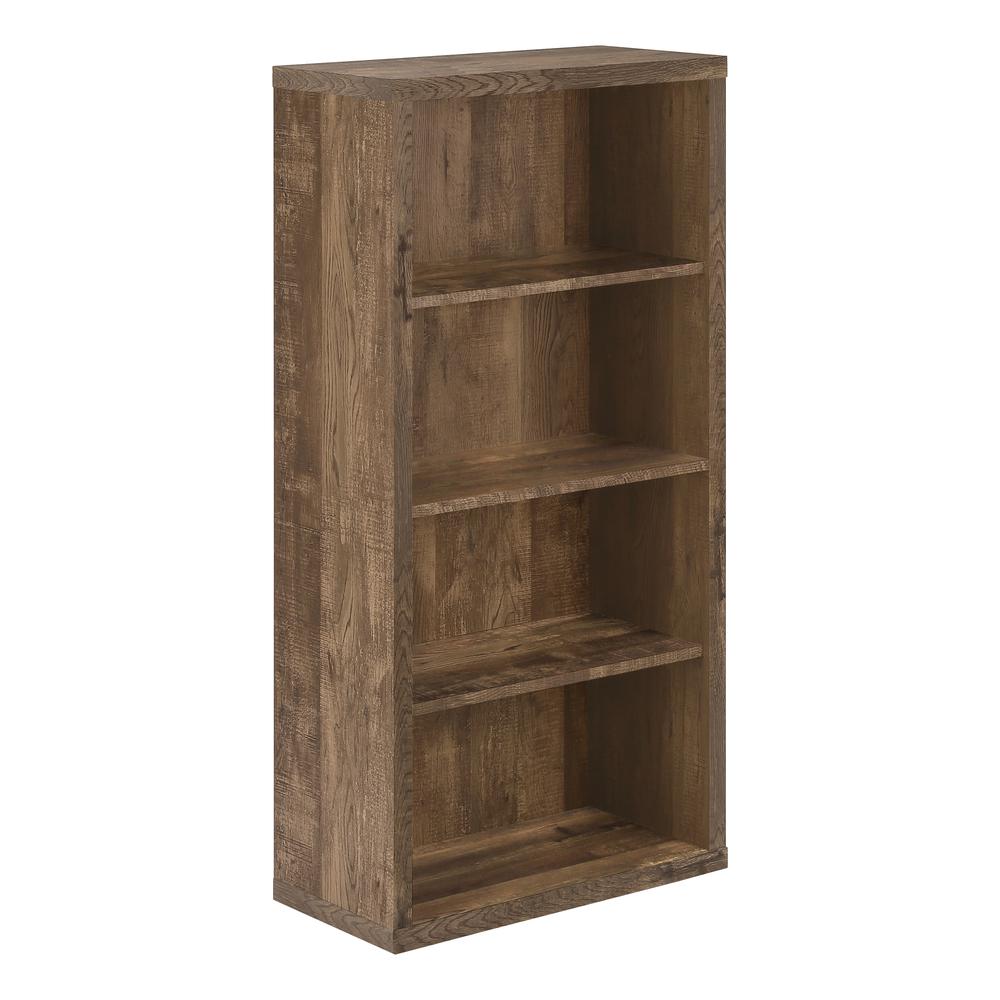 Bookshelf, Bookcase, Etagere, 5 Tier, 48H, Office, Bedroom, Brown Laminate. Picture 1