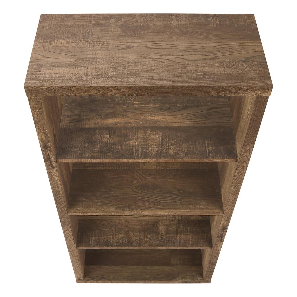 Bookshelf, Bookcase, Etagere, 5 Tier, 48H, Office, Bedroom, Brown Laminate. Picture 5