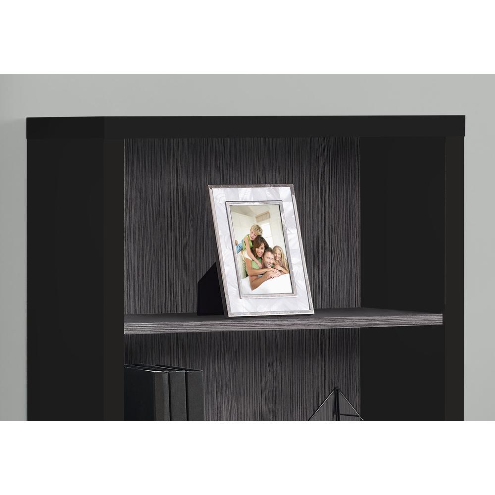 Bookshelf, Bookcase, Etagere, 5 Tier, 48H, Office, Bedroom, Black And Grey. Picture 3