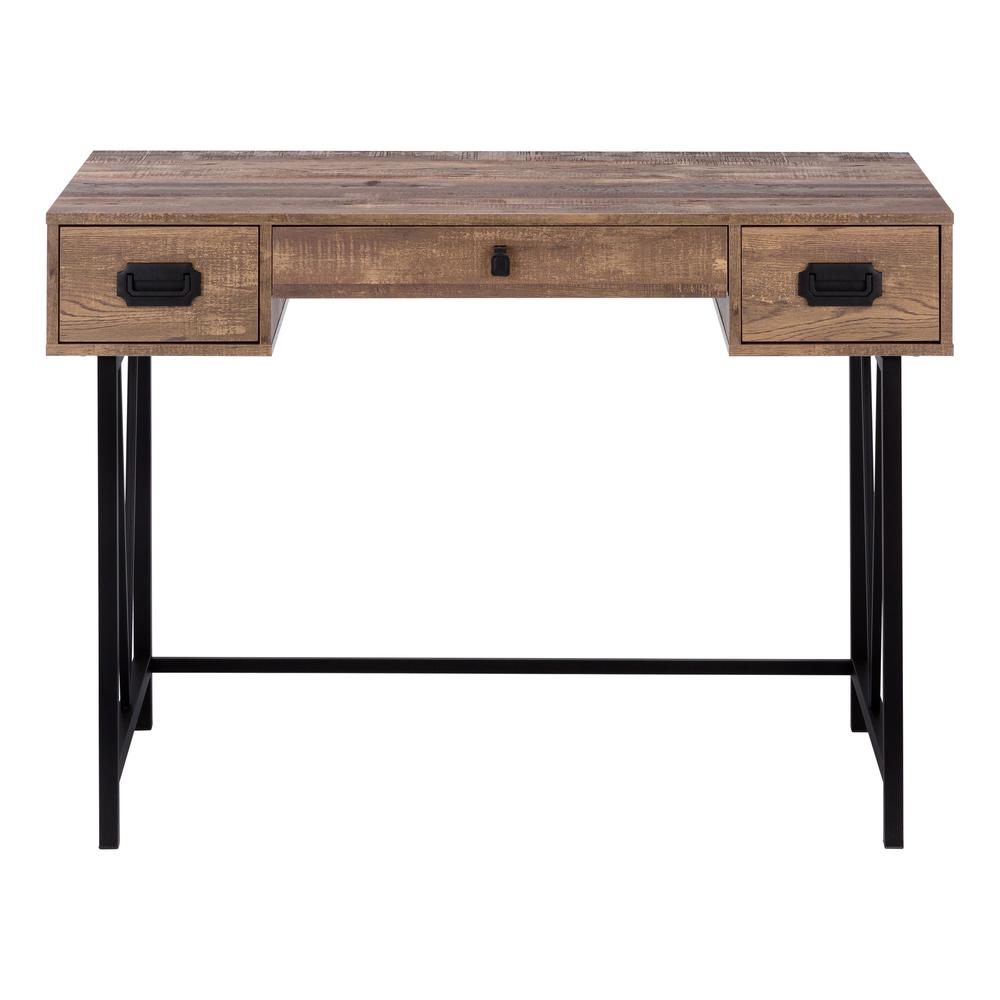 Computer Desk, Home Office, Laptop, Storage Drawers, 48L, Work, Brown Laminate. Picture 2
