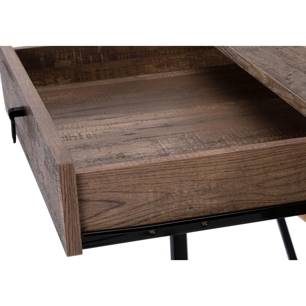 Computer Desk, Home Office, Laptop, Storage Drawers, 48L, Work, Brown Laminate. Picture 7