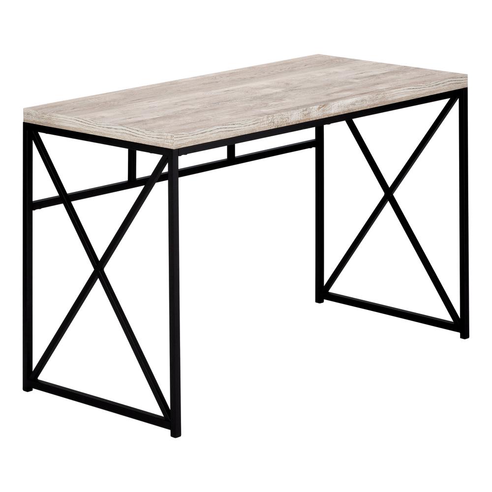 Computer Desk, Home Office, Laptop, Work, Beige Laminate, Black. Picture 1
