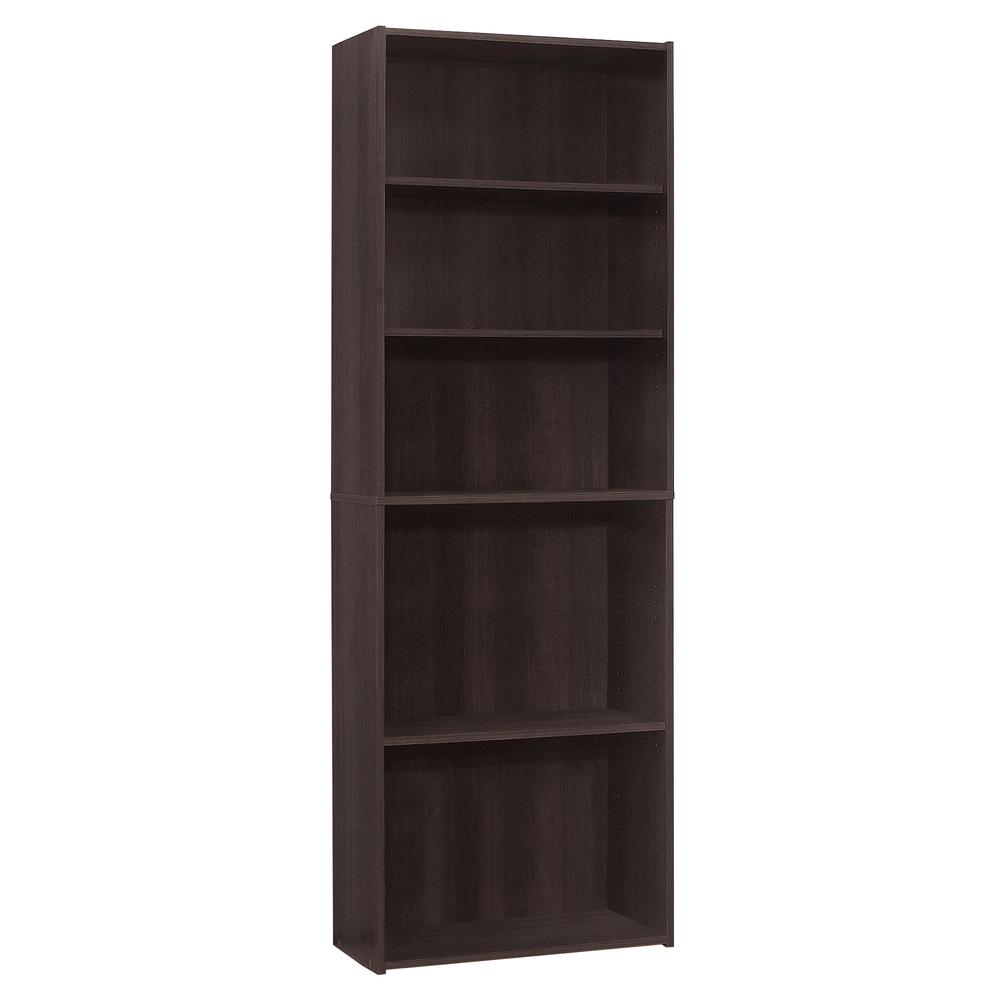 Bookshelf, Bookcase, 6 Tier, 72H, Office, Bedroom, Brown Laminate, Transitional. Picture 1