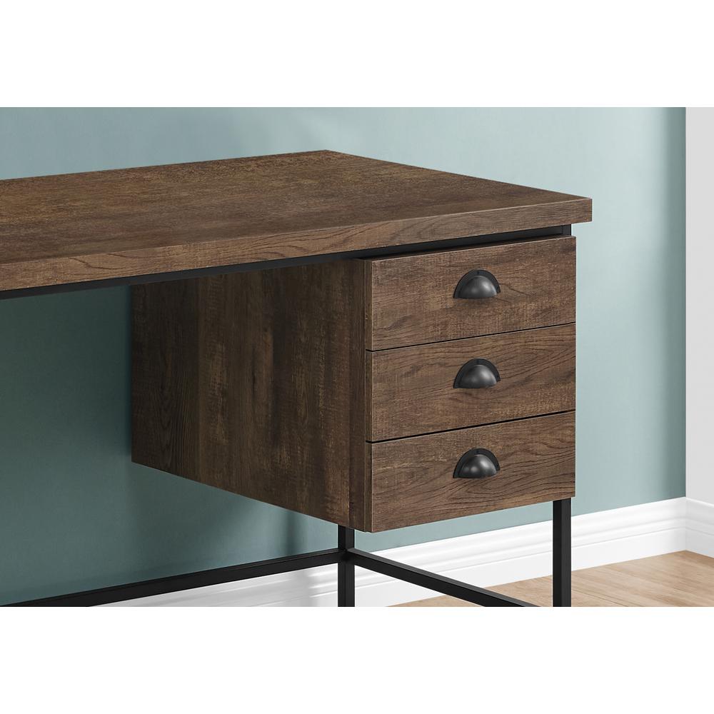 Computer Desk, Home Office, Laptop, Storage Drawers, 55L, Work, Brown Laminate. Picture 3