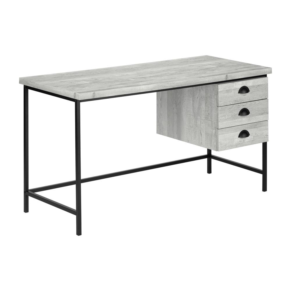Computer Desk, Home Office, Laptop, Storage Drawers, 55L, Work, Grey Laminate. Picture 1