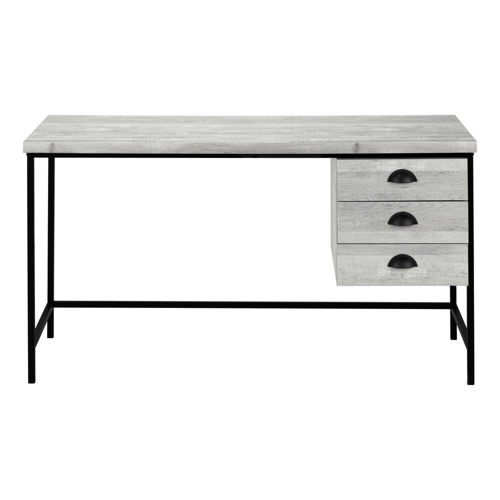 Computer Desk, Home Office, Laptop, Storage Drawers, 55L, Work, Grey Laminate. Picture 2
