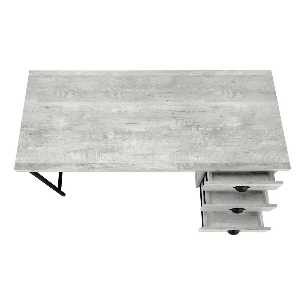 Computer Desk, Home Office, Laptop, Storage Drawers, 55L, Work, Grey Laminate. Picture 3
