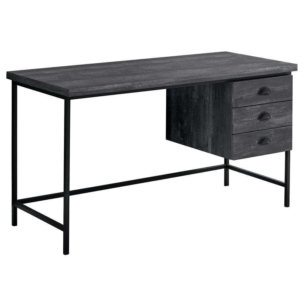 Computer Desk, Home Office, Laptop, Storage Drawers, 55L, Work, Black Laminate. Picture 1