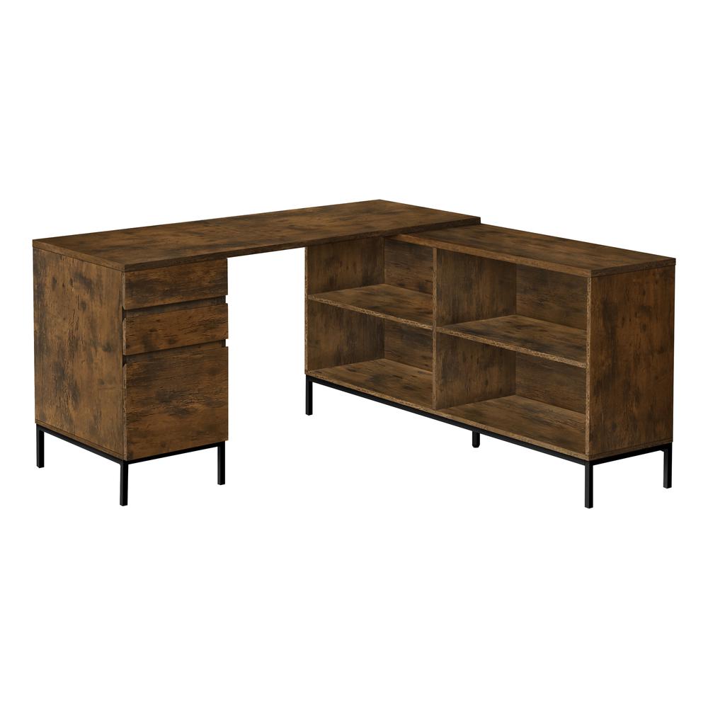 Computer Desk, Home Office, Corner, Storage Drawers, 60L, L Shape, Work. Picture 1