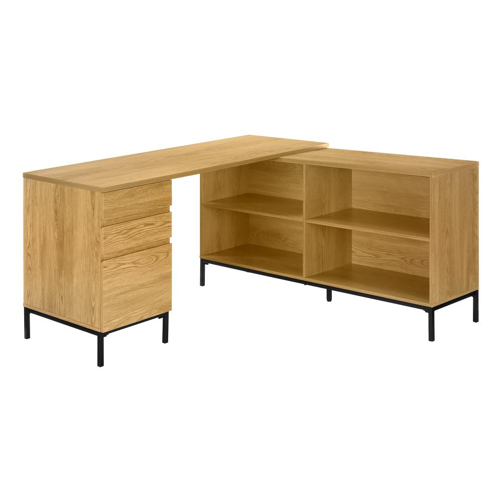 Computer Desk, Home Office, Corner, Storage Drawers, 60L, L Shape, Work. Picture 1
