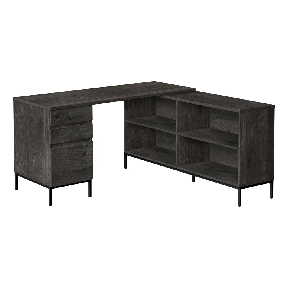Computer Desk, Home Office, Corner, Storage Drawers, 60L, L Shape, Work. Picture 1