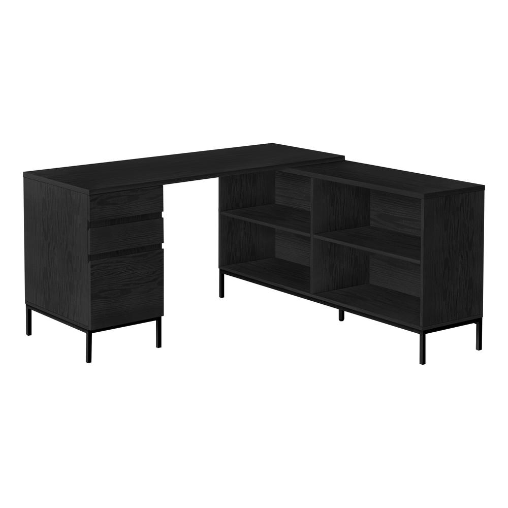 Computer Desk, Home Office, Corner, Storage Drawers, 60L, L Shape, Work. Picture 1