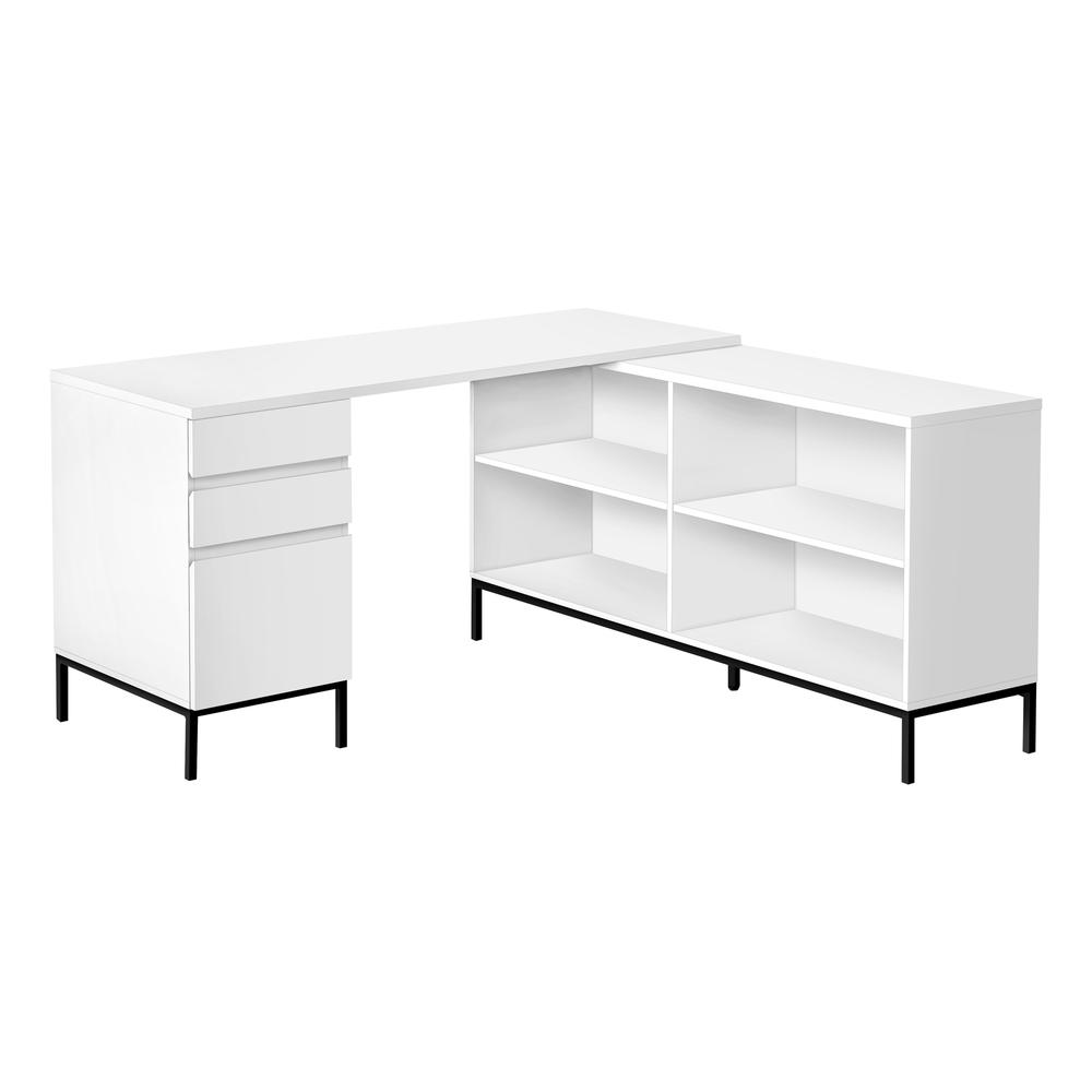 Computer Desk, Home Office, Corner, Storage Drawers, 60L, L Shape, Work. Picture 1