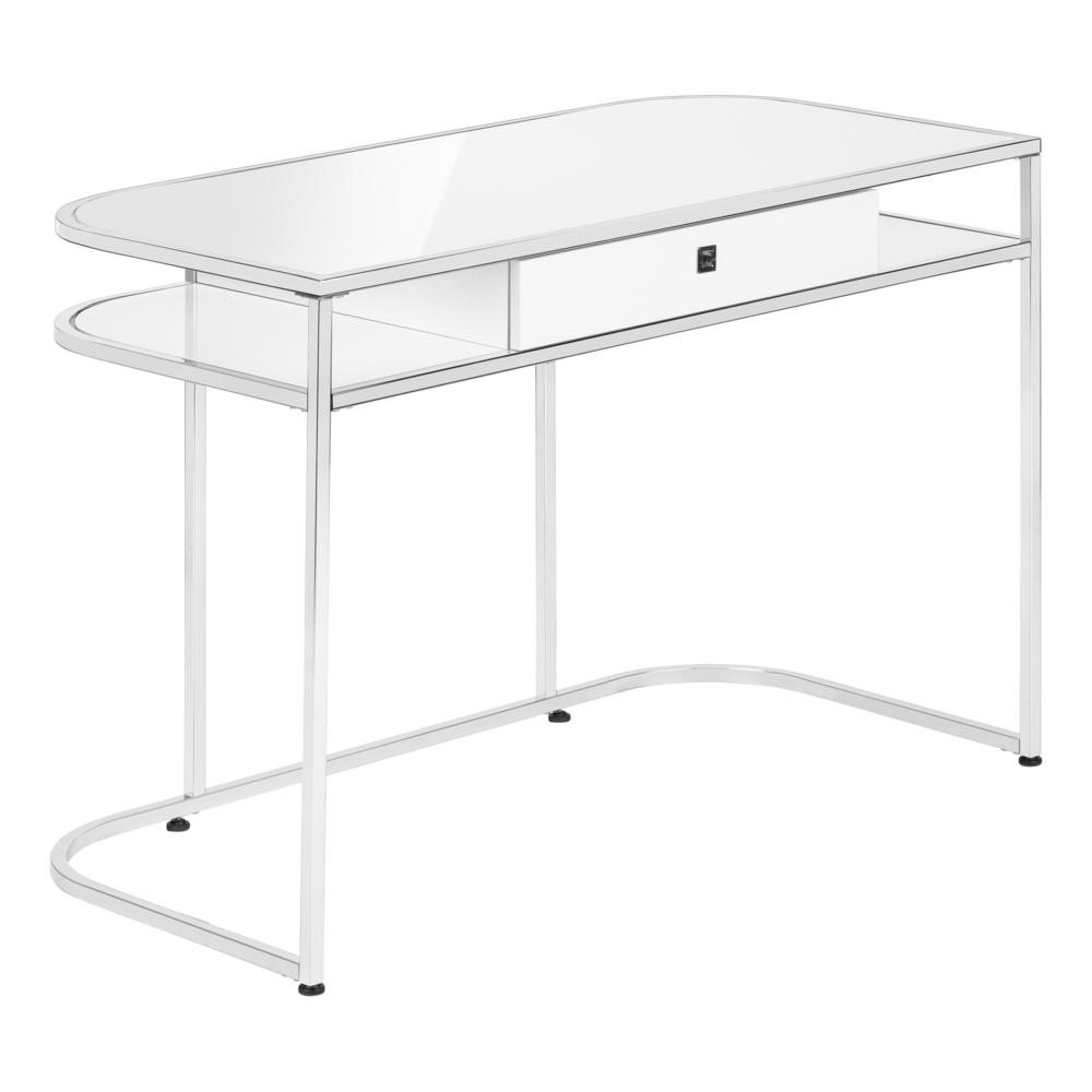 Computer Desk, Home Office, Laptop, Storage Drawers, 48L, Work, White Laminate. Picture 1
