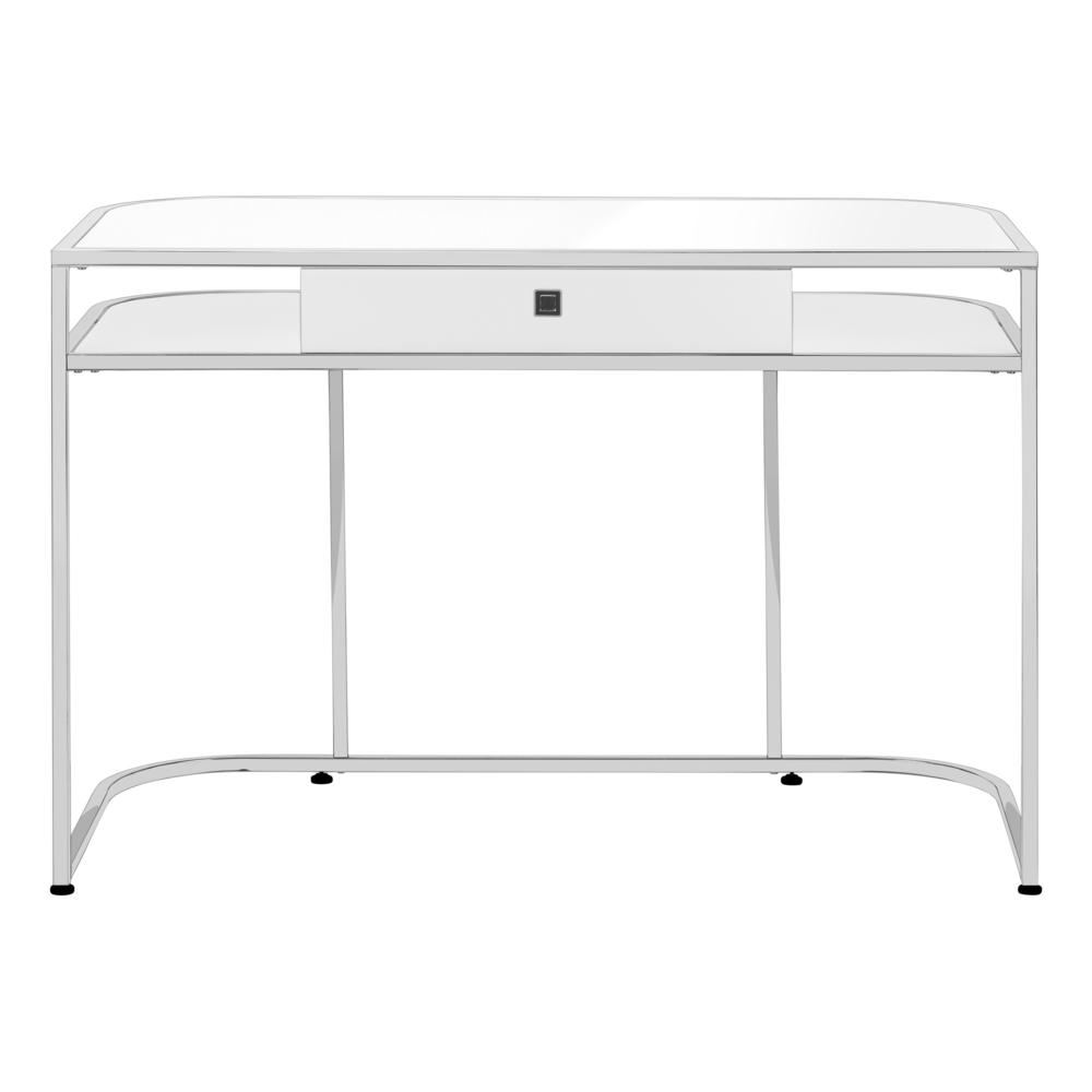 Computer Desk, Home Office, Laptop, Storage Drawers, 48L, Work, White Laminate. Picture 2