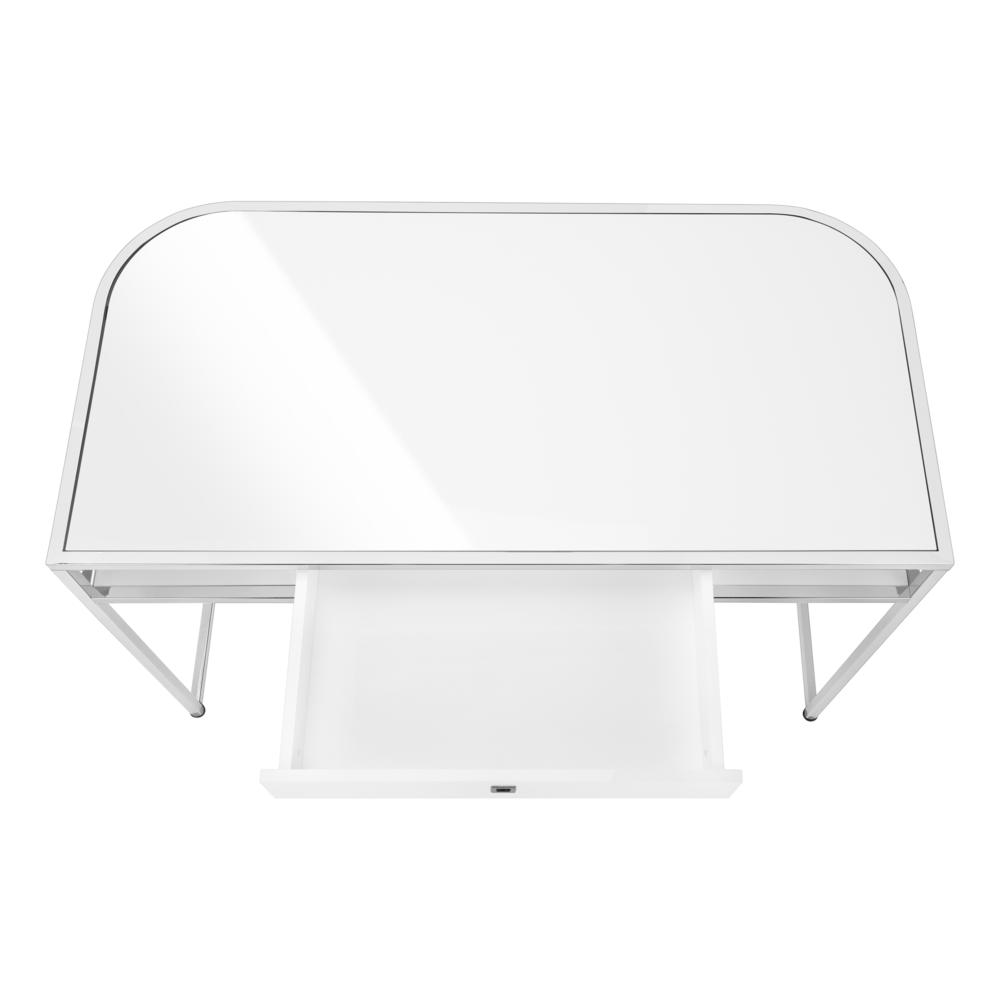 Computer Desk, Home Office, Laptop, Storage Drawers, 48L, Work, White Laminate. Picture 5