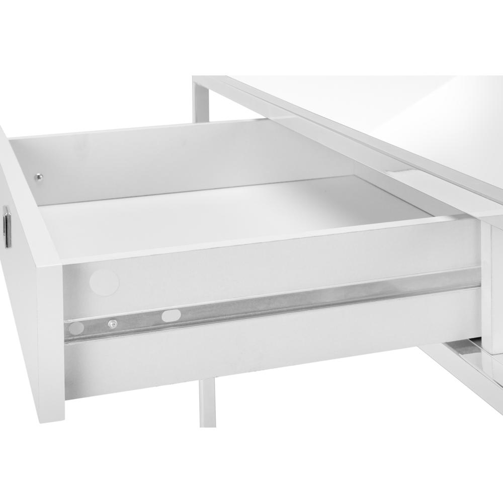 Computer Desk, Home Office, Laptop, Storage Drawers, 48L, Work, White Laminate. Picture 6