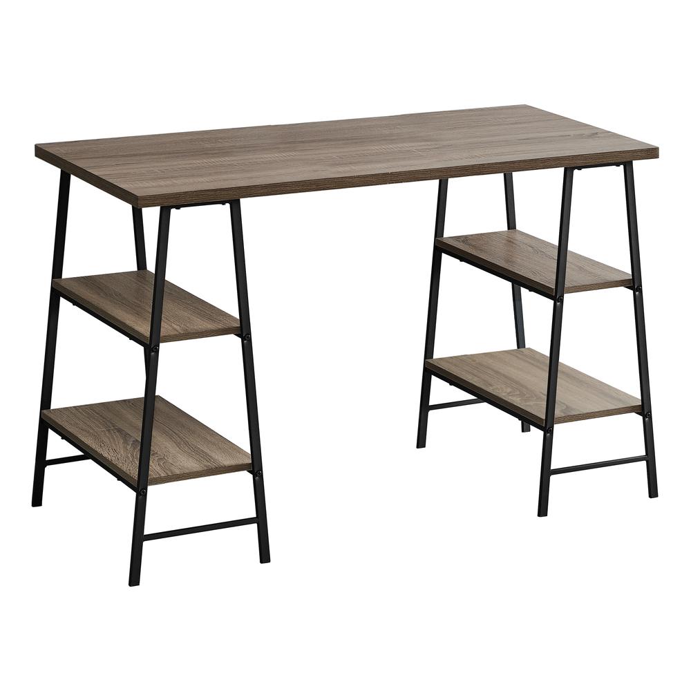 Computer Desk, Home Office, Laptop, Storage Shelves, 48L, Work, Brown Laminate. Picture 1