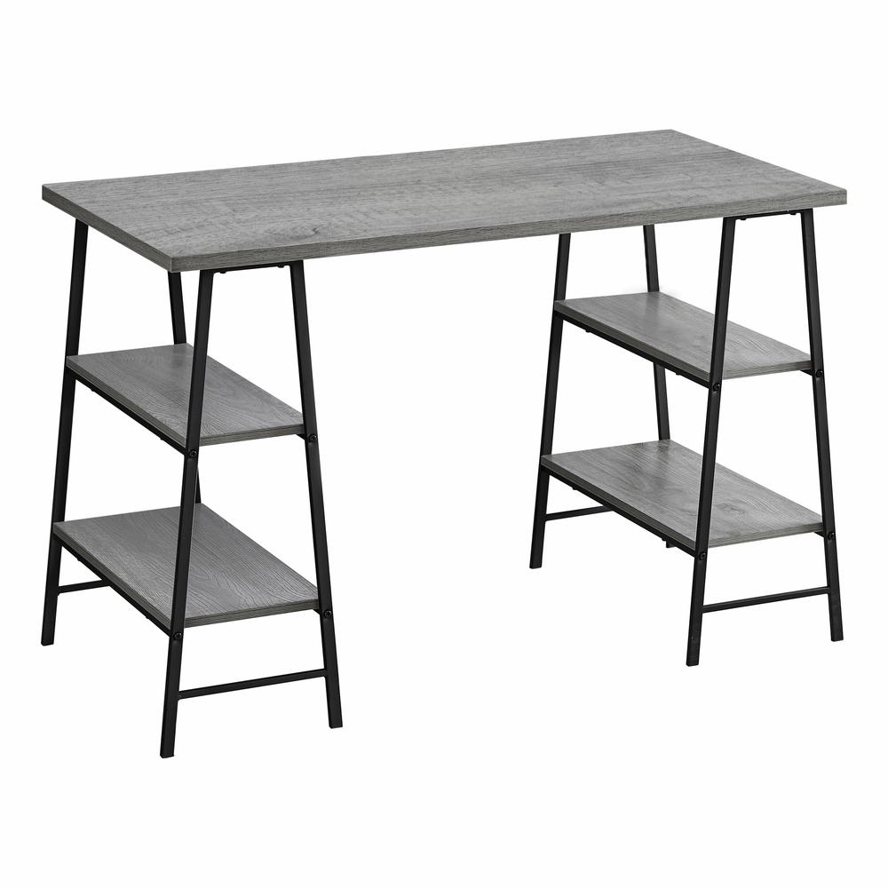Computer Desk, Home Office, Laptop, Storage Shelves, 48L, Work, Grey Laminate. Picture 1