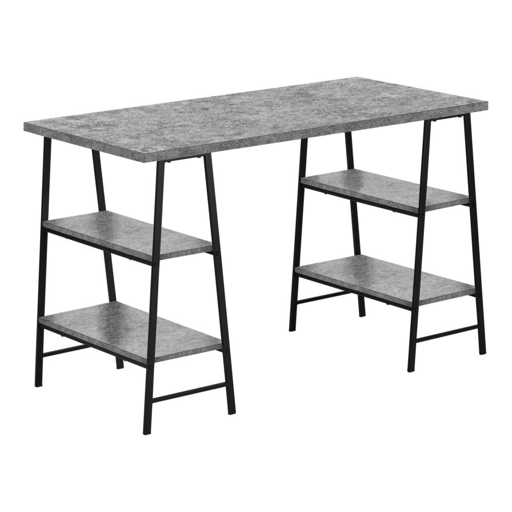 Computer Desk, Home Office, Laptop, Storage Shelves, 48L, Work, Grey Laminate. Picture 1